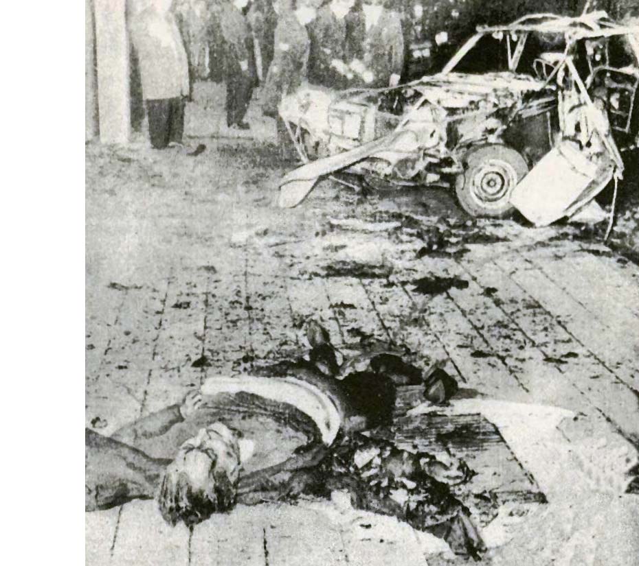 El cuerpo del ex general Prats destrozado por la explosión del coche bomba. Buenos Aires, 30 de septiembre de 1974.