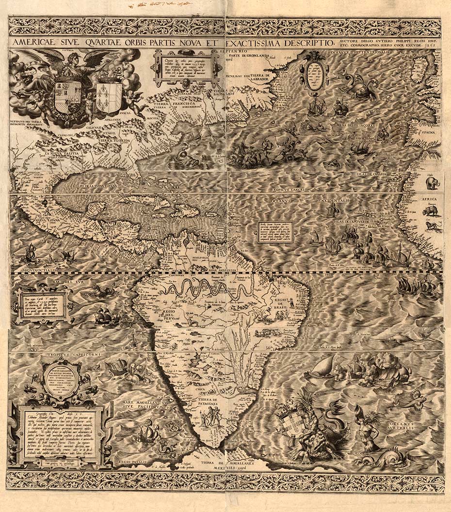 América del hemisferio occidental, 1562, Biblioteca del Congreso de Geografía y mapa División Washington.
